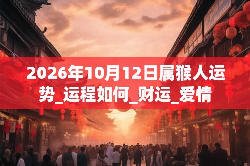 2026年10月12日属猴人运势_运程如何_财运_爱情 2026年10月12日属猴人运势_运程如何_财运_爱情