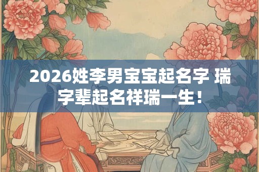 2026姓李男宝宝起名字 瑞字辈起名祥瑞一生！