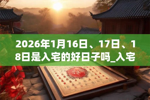 2026年1月16日、17日、18日是入宅的好日子吗_入宅可以吗