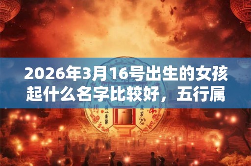 2026年3月16号出生的女孩起什么名字比较好，五行属什么