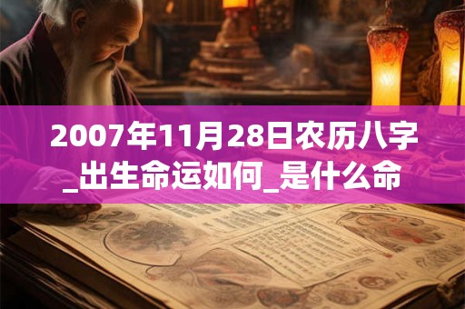 2007年11月28日农历八字_出生命运如何_是什么命