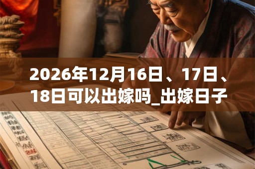 2026年12月16日、17日、18日可以出嫁吗_出嫁日子好吗 2026年12月16日、17日、18日可以出嫁吗_出嫁日子好吗