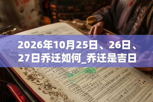 2026年10月25日、26日、27日乔迁如何_乔迁是吉日吗