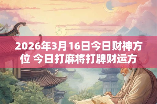 2026年3月16日今日财神方位 今日打麻将打牌财运方位! 2026年3月16日今日财神方位 今日打麻将打牌财运方位!