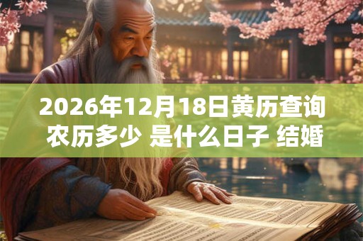 2026年12月18日黄历查询 农历多少 是什么日子 结婚吉时