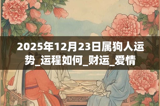 2026年12月23日属狗人运势_运程如何_财运_爱情 2026年12月23日属狗人运势_运程如何_财运_爱情