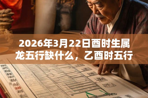 2026年3月22日酉时生属龙五行缺什么，乙酉时五行缺什么