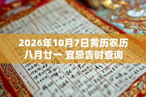2026年10月7日黄历农历八月廿一 宜忌吉时查询 2026年10月7日黄历农历八月廿一 宜忌吉时查询