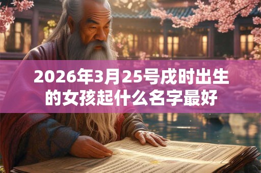 2026年3月25号戌时出生的女孩起什么名字最好