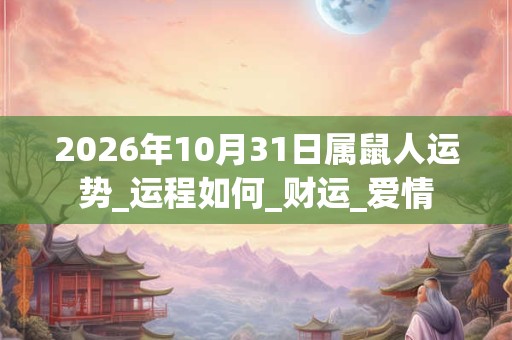 2026年10月31日属鼠人运势_运程如何_财运_爱情 2026年10月31日属鼠人运势_运程如何_财运_爱情