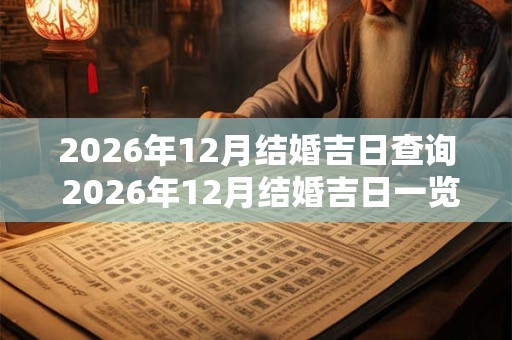 2026年12月结婚吉日查询 2026年12月结婚吉日一览表 2026年12月结婚吉日查询 2026年12月结婚吉日一览表