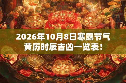 2026年10月8日寒露节气黄历时辰吉凶一览表！