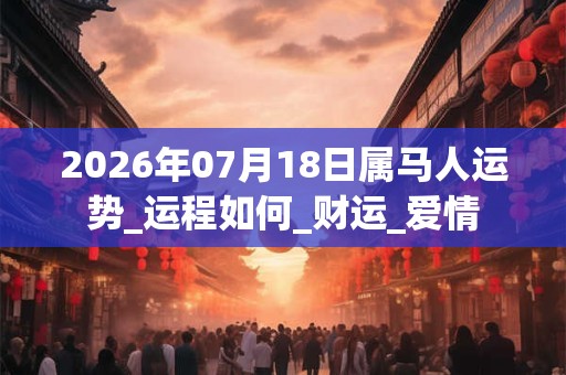 2026年07月18日属马人运势_运程如何_财运_爱情 2026年07月18日属马人运势_运程如何_财运_爱情
