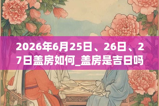 2026年6月25日、26日、27日盖房如何_盖房是吉日吗 2026年6月25日、26日、27日盖房如何_盖房是吉日吗