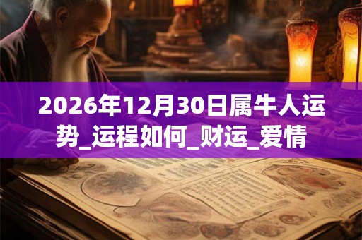 2026年12月30日属牛人运势_运程如何_财运_爱情 2026年12月30日属牛人运势_运程如何_财运_爱情