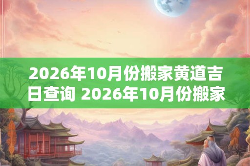 2026年10月份搬家黄道吉日查询 2026年10月份搬家哪天最好