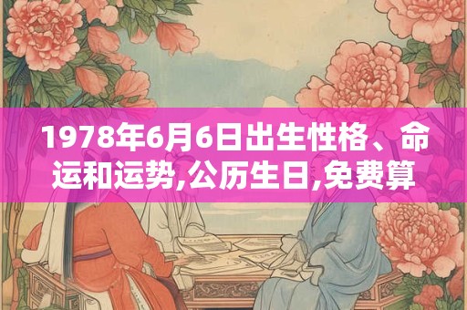 1978年6月6日出生性格、命运和运势,公历生日,免费算命 1978年6月6日出生性格、命运和运势,公历生日,免费算命