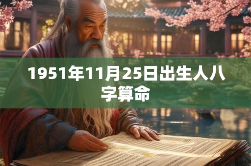 1951年11月25日出生人八字算命 1951年11月25日出生人八字算命
