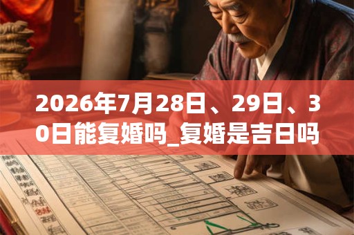 2026年7月28日、29日、30日能复婚吗_复婚是吉日吗 2026年7月28日、29日、30日能复婚吗_复婚是吉日吗