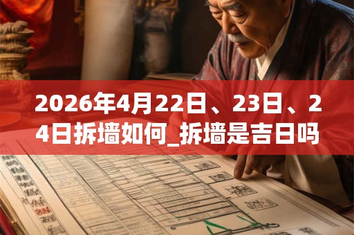 2026年4月22日、23日、24日拆墙如何_拆墙是吉日吗 2026年4月22日、23日、24日拆墙如何_拆墙是吉日吗