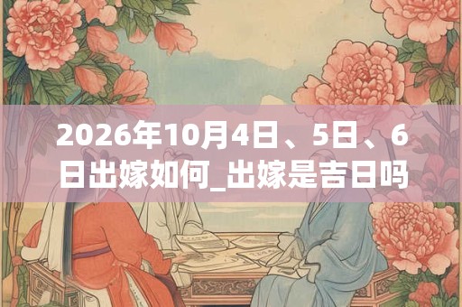 2026年10月4日、5日、6日出嫁如何_出嫁是吉日吗