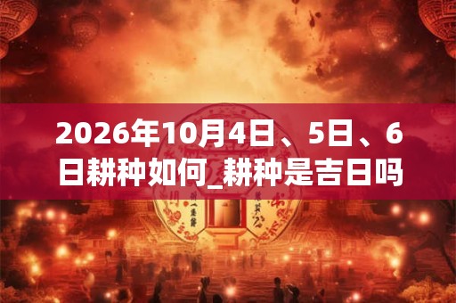 2026年10月4日、5日、6日耕种如何_耕种是吉日吗 2026年10月4日、5日、6日耕种如何_耕种是吉日吗