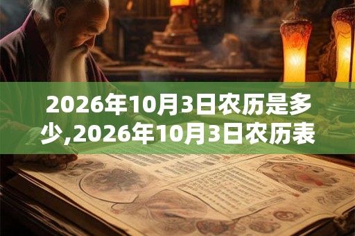 2026年10月3日农历是多少,2026年10月3日农历表 2026年10月3日农历是多少,2026年10月3日农历表