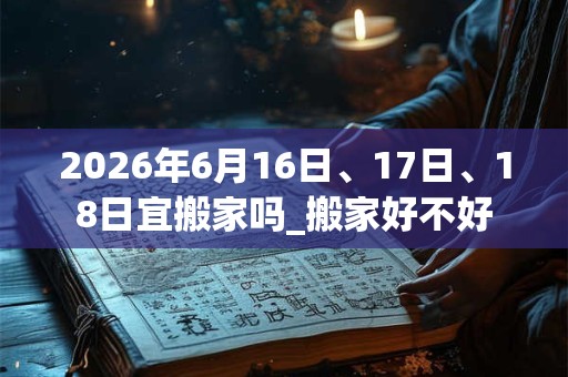 2026年6月16日、17日、18日宜搬家吗_搬家好不好