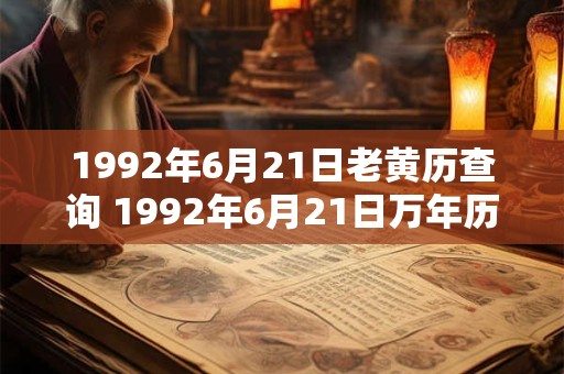 1992年6月21日老黄历查询 1992年6月21日万年历黄道吉日 1992年6月21日老黄历查询 1992年6月21日万年历黄道吉日