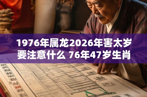 1976年属龙2026年害太岁要注意什么 76年47岁生肖龙逢兔年运势如何 1976年属龙2026年害太岁要注意什么 76年47岁生肖龙逢兔年运势如何