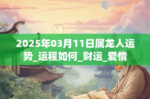 2025年03月11日属龙人运势_运程如何_财运_爱情 2025年03月11日属龙人运势_运程如何_财运_爱情