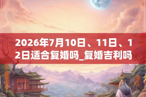 2026年7月10日、11日、12日适合复婚吗_复婚吉利吗 2026年7月10日、11日、12日适合复婚吗_复婚吉利吗