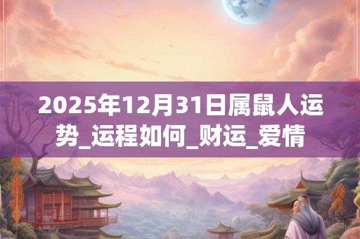 2025年12月31日属鼠人运势_运程如何_财运_爱情