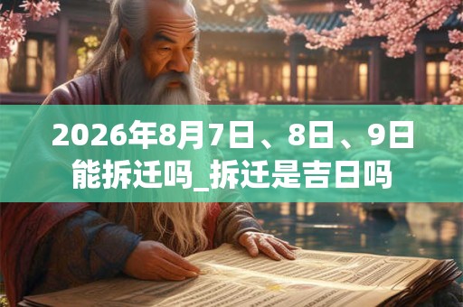 2026年8月7日、8日、9日能拆迁吗_拆迁是吉日吗 2026年8月7日、8日、9日能拆迁吗_拆迁是吉日吗