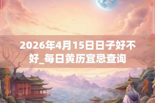 2026年4月15日日子好不好_每日黄历宜忌查询 2026年4月15日日子好不好_每日黄历宜忌查询