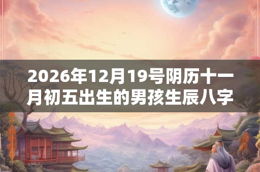 2026年12月19号阴历十一月初五出生的男孩生辰八字起名