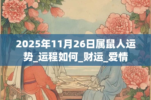 2025年11月26日属鼠人运势_运程如何_财运_爱情