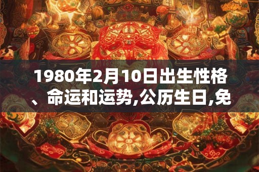 1980年2月10日出生性格、命运和运势,公历生日,免费算命 1980年2月10日出生性格、命运和运势,公历生日,免费算命
