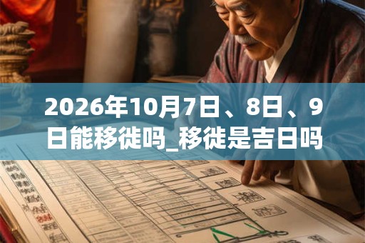 2026年10月7日、8日、9日能移徙吗_移徙是吉日吗 2026年10月7日、8日、9日能移徙吗_移徙是吉日吗