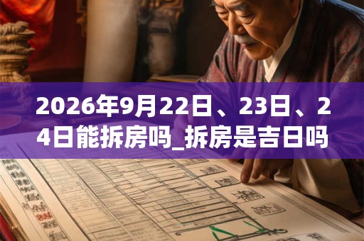 2026年9月22日、23日、24日能拆房吗_拆房是吉日吗 2026年9月22日、23日、24日能拆房吗_拆房是吉日吗
