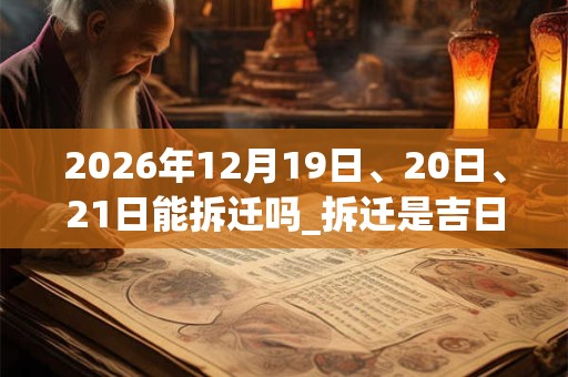 2026年12月19日、20日、21日能拆迁吗_拆迁是吉日吗