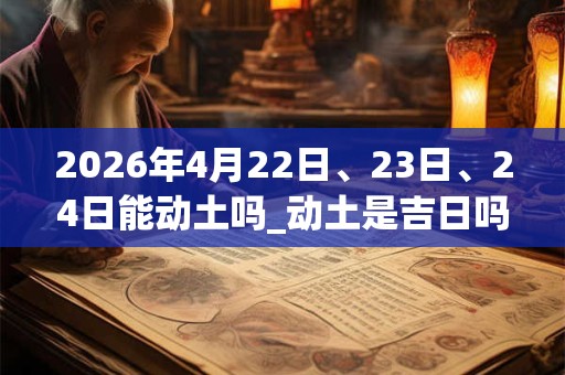 2026年4月22日、23日、24日能动土吗_动土是吉日吗 2026年4月22日、23日、24日能动土吗_动土是吉日吗