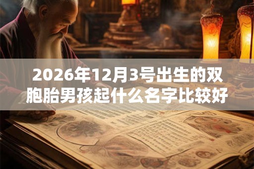 2026年12月3号出生的双胞胎男孩起什么名字比较好，五行属什么