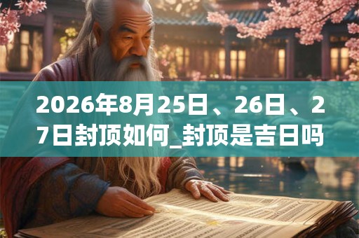 2026年8月25日、26日、27日封顶如何_封顶是吉日吗 2026年8月25日、26日、27日封顶如何_封顶是吉日吗