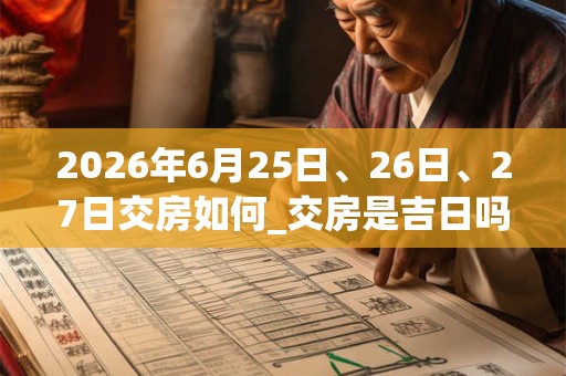 2026年6月25日、26日、27日交房如何_交房是吉日吗