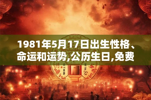 1981年5月17日出生性格、命运和运势,公历生日,免费算命