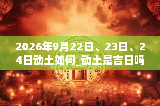 2026年9月22日、23日、24日动土如何_动土是吉日吗