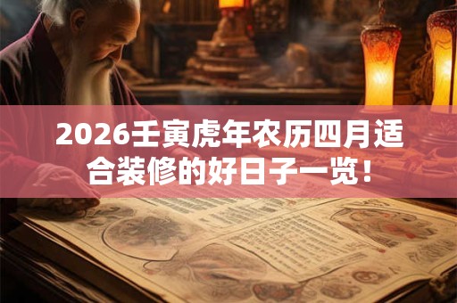 2026壬寅虎年农历四月适合装修的好日子一览! 2026壬寅虎年农历四月适合装修的好日子一览!