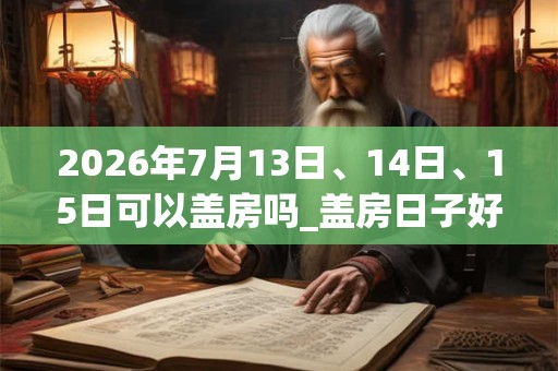 2026年7月13日、14日、15日可以盖房吗_盖房日子好吗 2026年7月13日、14日、15日可以盖房吗_盖房日子好吗