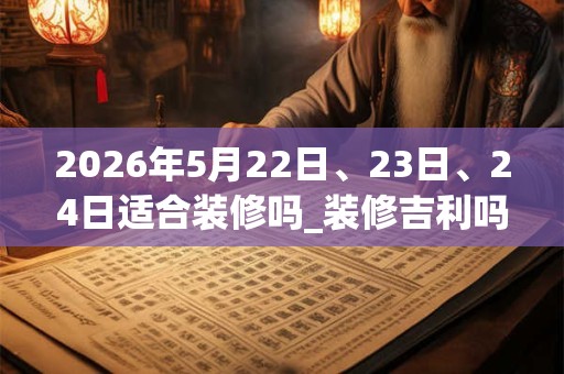 2026年5月22日、23日、24日适合装修吗_装修吉利吗